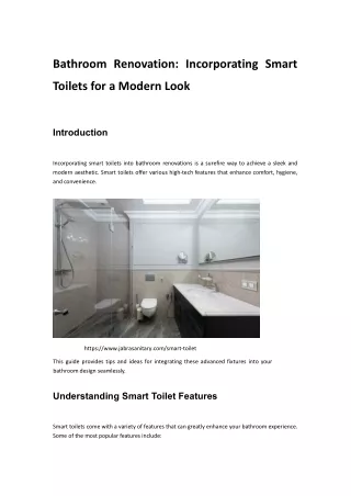 Bathroom Renovation: Incorporating Smart Toilets for a Modern Look