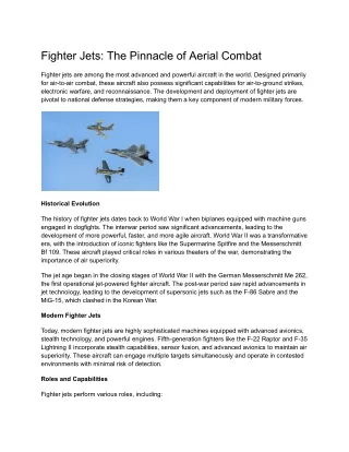 Fighter Jets_ The Pinnacle of Aerial Combat