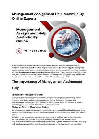 Management Assignment Help Australia By Online Experts