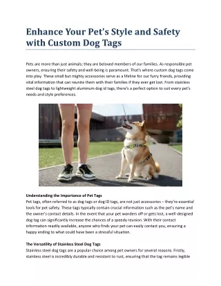 Enhance Your Pet's Style and Safety with Custom Dog Tags