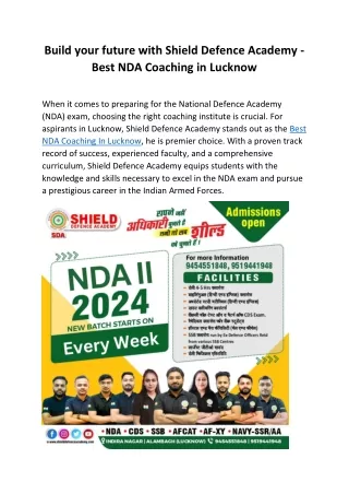 Build your future with Shield Defence Academy - Best NDA Coaching in Lucknow