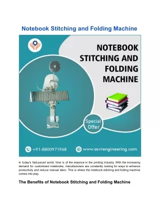 Notebook Stitching and Folding Machine