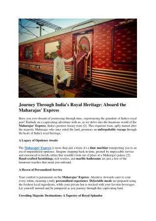 Discover Opulence on the Maharaja Express - Luxury Train in India