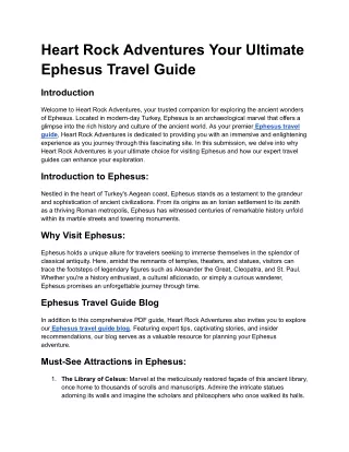 Heart Rock Adventures Your Ultimate Ephesus Travel Guide