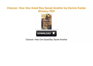 Chancer: How One Good Boy Saved Another by Donnie Kanter Winokur PDF