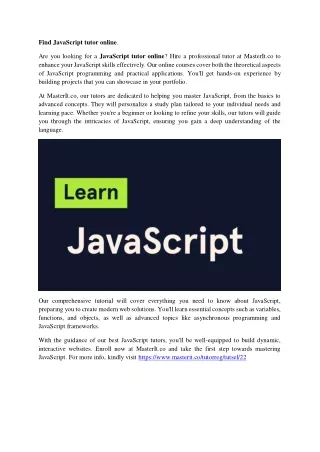 Find JavaScript tutor online