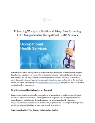 Enhancing Workplace Health and Safety_ Sure Screening LLC's Comprehensive Occupational Health Services