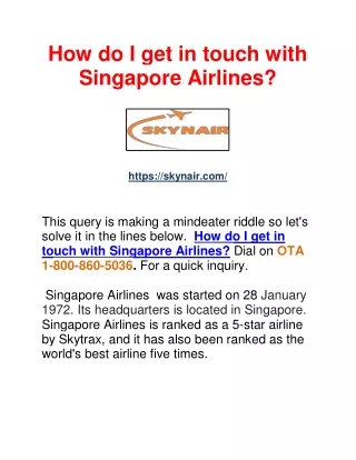 How do I get in touch with Singapore Airlines?