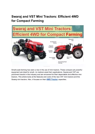 Swaraj and VST Mini Tractors_ Efficient 4WD for Compact Farming