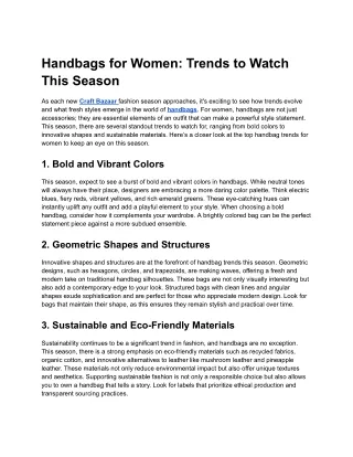 Handbags for Women_ Trends to Watch This Season