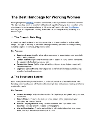 The Best Handbags for Working Women