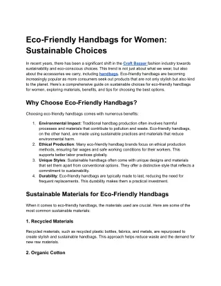 Eco-Friendly Handbags for Women_ Sustainable Choices
