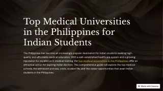 Top Medical Universities Philippines Indian Students