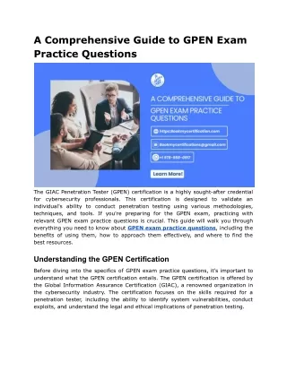 A Comprehensive Guide to GPEN Exam Practice Questions