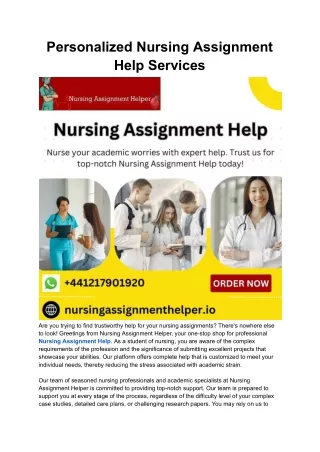 Personalized Nursing Assignment Help Services