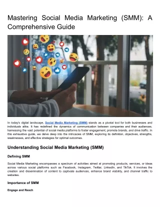 Mastering Social Media Marketing (SMM): A Comprehensive Guide