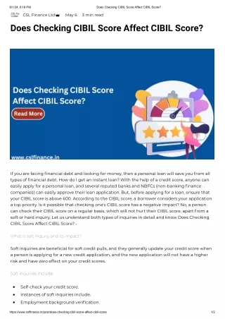 Does Checking CIBIL Score Affect CIBIL Score_