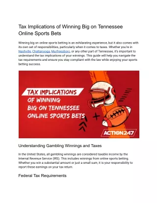 Tax Implications of Winning Big on Tennessee Online Sports Bets