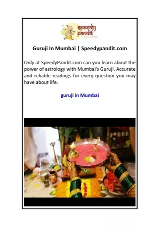 Guruji In Mumbai  Speedypandit.com