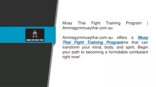 Muay Thai Fight Training Program  Ammagymmuaythai.com.au