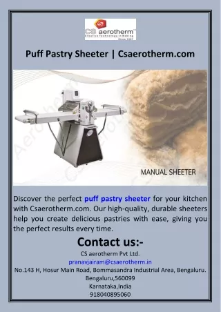 Puff Pastry Sheeter  Csaerotherm.com