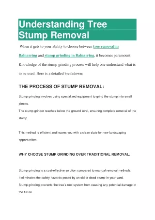 Understanding Tree Stump Removal