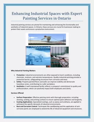 Enhancing Industrial Spaces with Expert Painting Services in Ontario