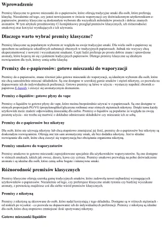 Premixy klasyczne: tradycyjne smaki dla tych, którzy lubią klasykę