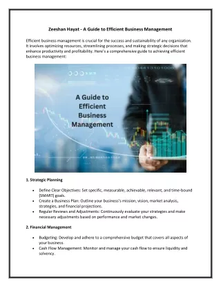 Zeeshan Hayat - A Guide to Efficient Business Management