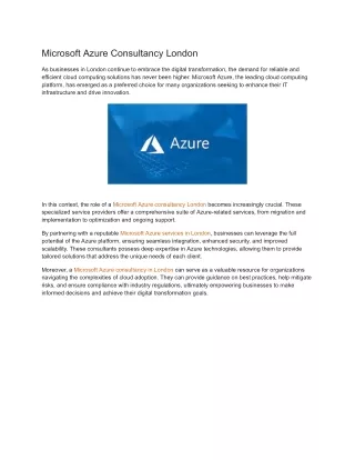 Microsoft Azure Consultancy London