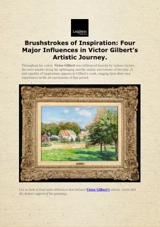 Brushstrokes of Inspiration: Four Major Influences in Victor Gilbert’s Artistic