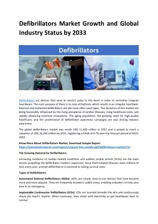 Defibrillators Market Growth and Status Explored in a New Research Report 2033