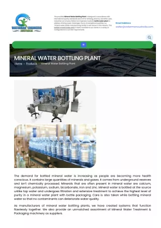 MINERAL WATER BOTTLING PLANT MANUFACTURER