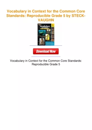 Vocabulary in Context for the Common Core Standards: Reproducible Grade 5