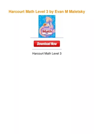 Harcourt Math Level 3 by Evan M Maletsky