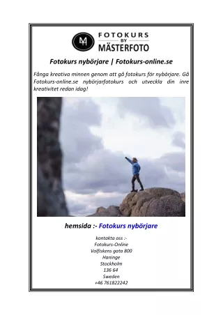 Fotokurs nybörjare  Fotokurs-online.se