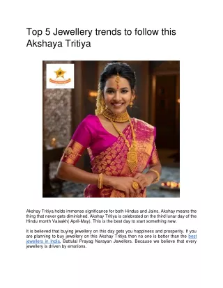 Top 5 Jewellery trends to follow this Akshaya Tritiya