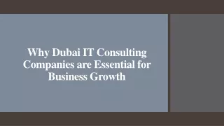 Why Dubai IT Consulting Companies are Essential for Business Growth