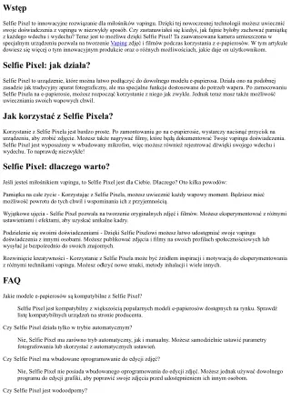 Selfie Pixel: uwiecznij swoje vapingu doświadczenia