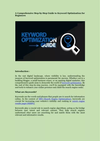 A Comprehensive Step-by-Step Guide to Keyword Optimization for Beginners