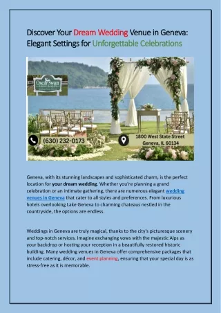 Discover Your Dream Wedding Venue in Geneva