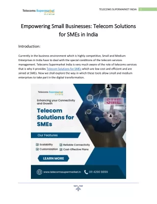 Telecom Solutions for SMEs