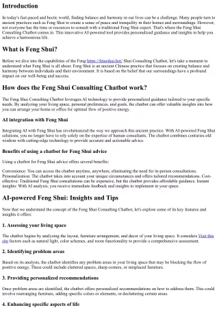 Feng Shui Consulting Chatbot: Your Personal Guide to a Harmonious Life