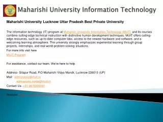 Maharishi University Lucknow Uttar Pradesh Best Private University