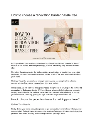 How to choose a renovation builder hassle free