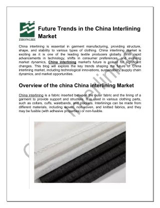 Future Trends in the China Interlining Market