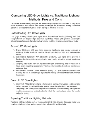 Comparing LED Grow Lights vs. Traditional Lighting Methods_ Pros and Cons