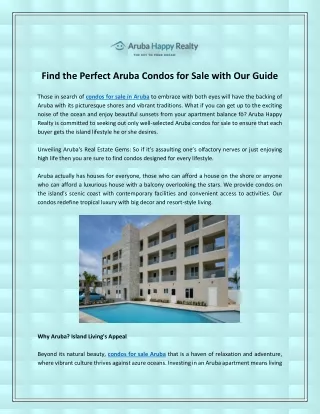 Find the Perfect Aruba Condos for Sale with Our Guide