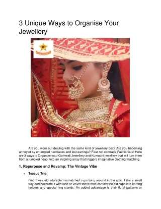 3 Unique Ways to Organise Your Jewellery