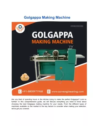 Golgappa Making Machine